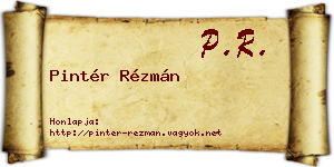 Pintér Rézmán névjegykártya